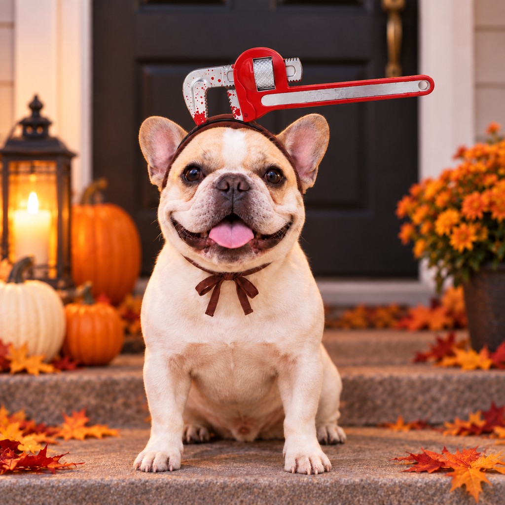 Pipe wrench style Halloween pet costume headwear