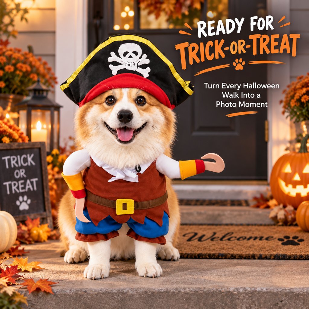 Pirate dog costume for Halloween parties and photos
