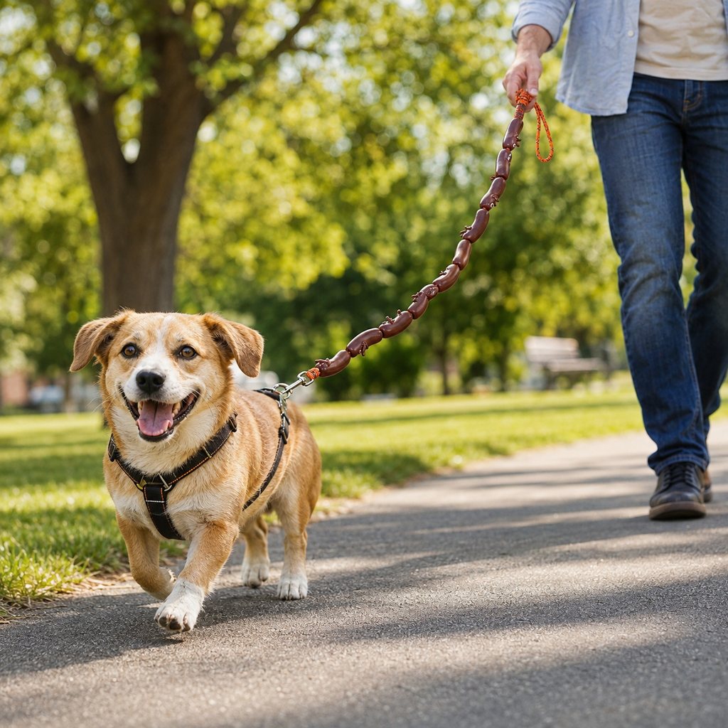 Funny sausage link dog leash with 10-link extended design