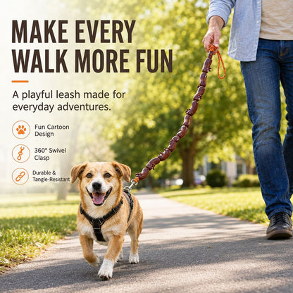 Sausage dog leash for daily walks with woven loop handle