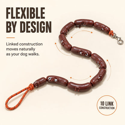Funny sausage leash for park walks and photos