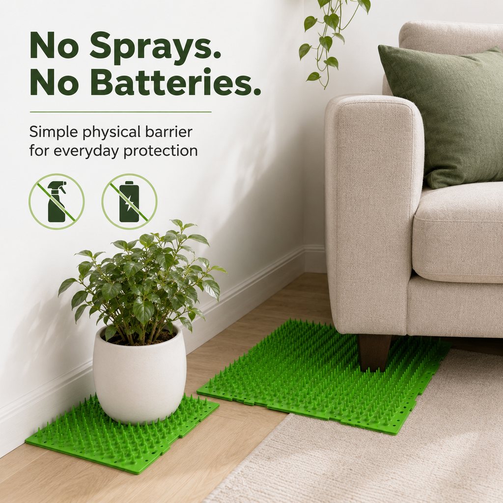 Paws in Awe 2-Pack Green Cut-to-Fit Cat Deterrent Mat for Sofas, Plants & Balconies - Helps Protect Furniture from Scratching, Digging & Curious Paws image 8
