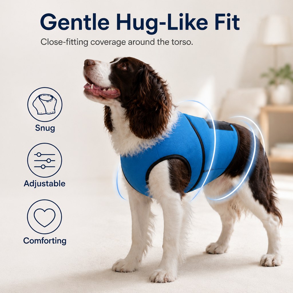 Gentle hug like fit dog comfort wrap vest