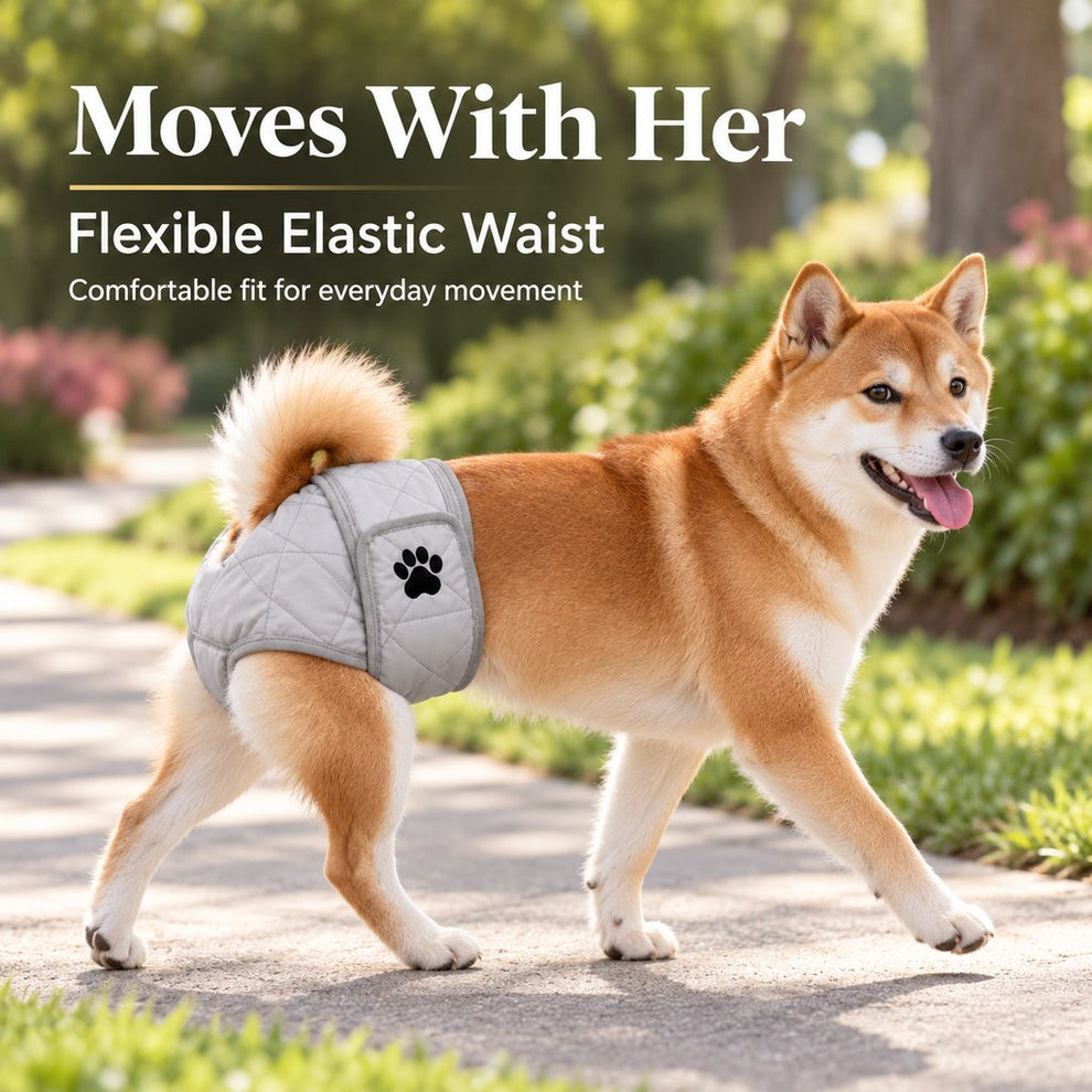 flexible waist gray dog diaper for everyday movement
