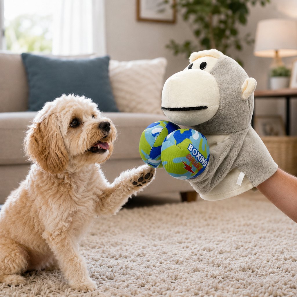 Gray Monkey interactive boxing pet puppet toy