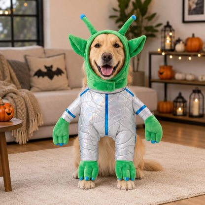 Paws in Awe Green Alien Pet Costume for Dogs & Cats - Funny Halloween Transformation Outfit for Pet Parties, Photoshoots & Costume Events image 1