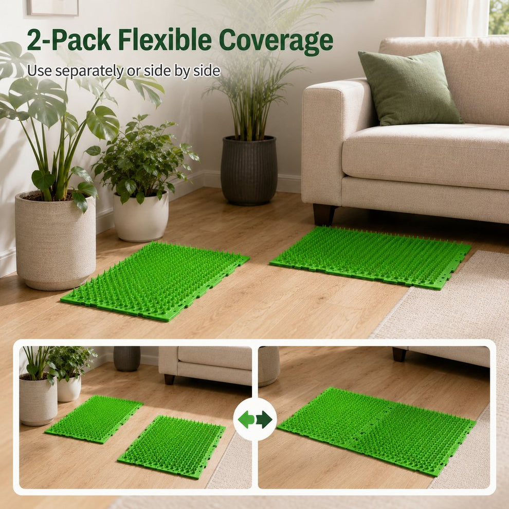 Paws in Awe 2-Pack Green Cut-to-Fit Cat Deterrent Mat for Sofas, Plants & Balconies - Helps Protect Furniture from Scratching, Digging & Curious Paws image 4