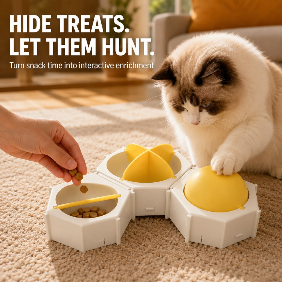 Green dome cat puzzle feeder module