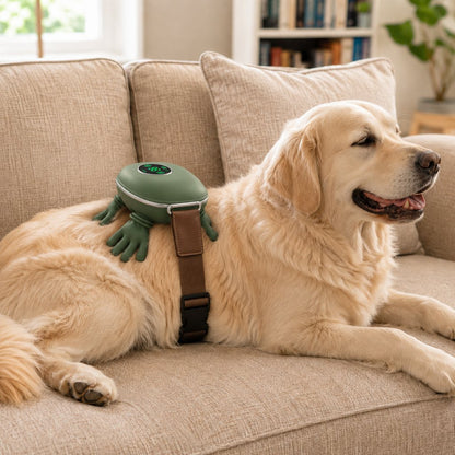 Green LCD display dog massager lifestyle image