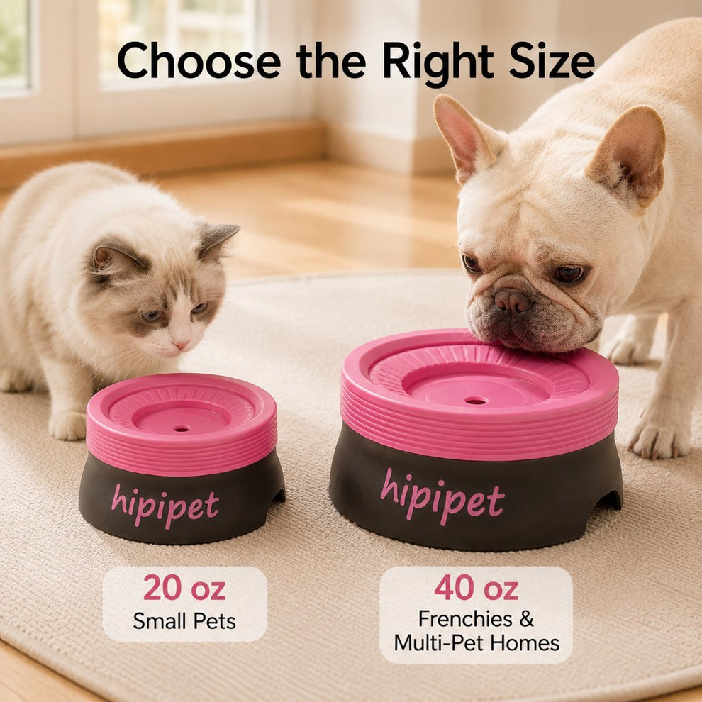 Green and pink floating water bowl for dogs and cats