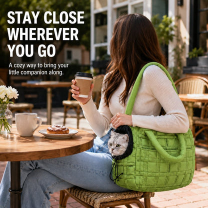 Paws in Awe Quilted Pet Carrier Tote for Cats & Small Dogs – Easy Hand & Shoulder Carry for Walks, Errands & Everyday Outings image 2