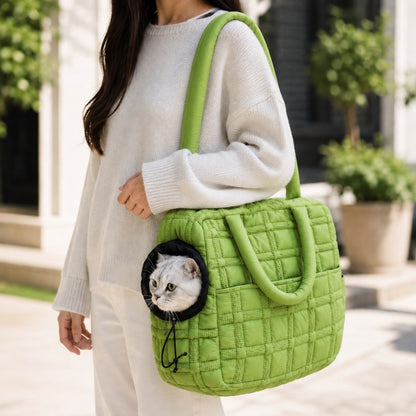 Paws in Awe Quilted Pet Carrier Tote for Cats & Small Dogs – Easy Hand & Shoulder Carry for Walks, Errands & Everyday Outings image 1