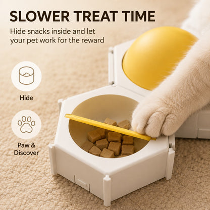 Green three-piece cat puzzle feeder set