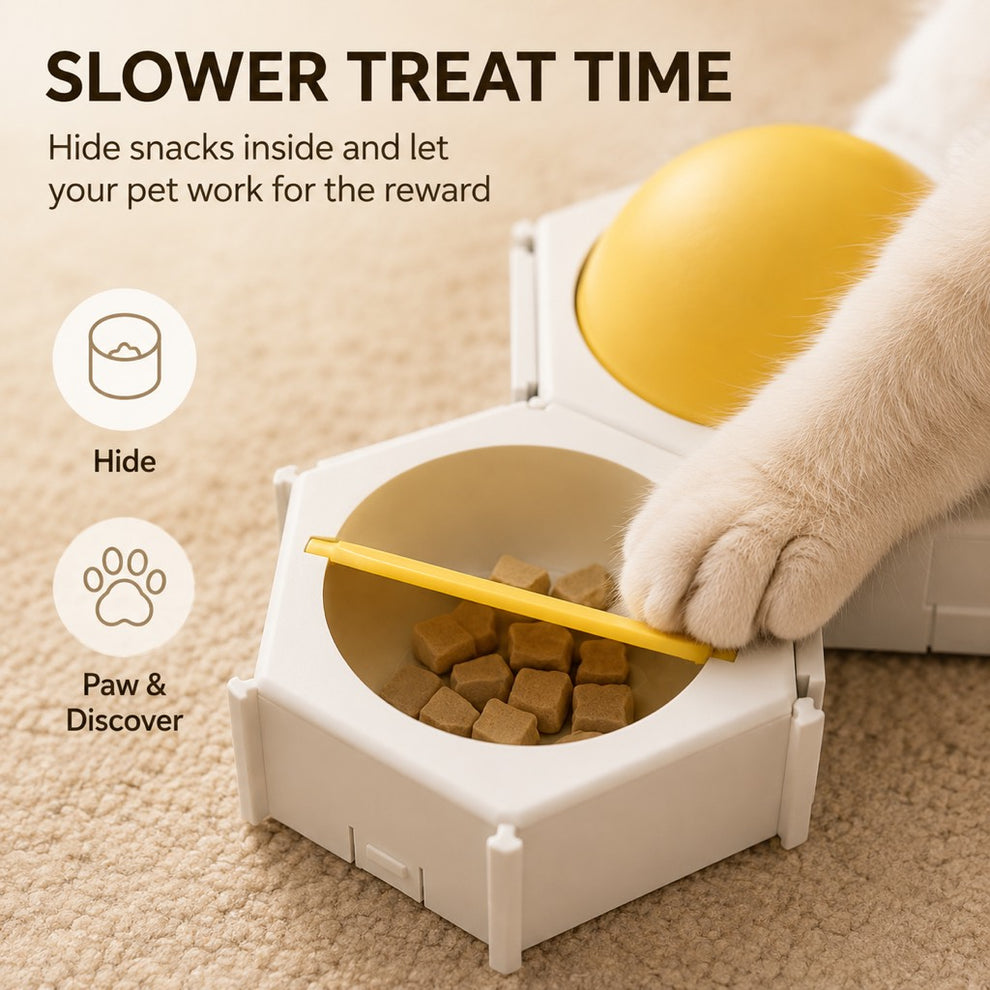 Green three-piece cat puzzle feeder set