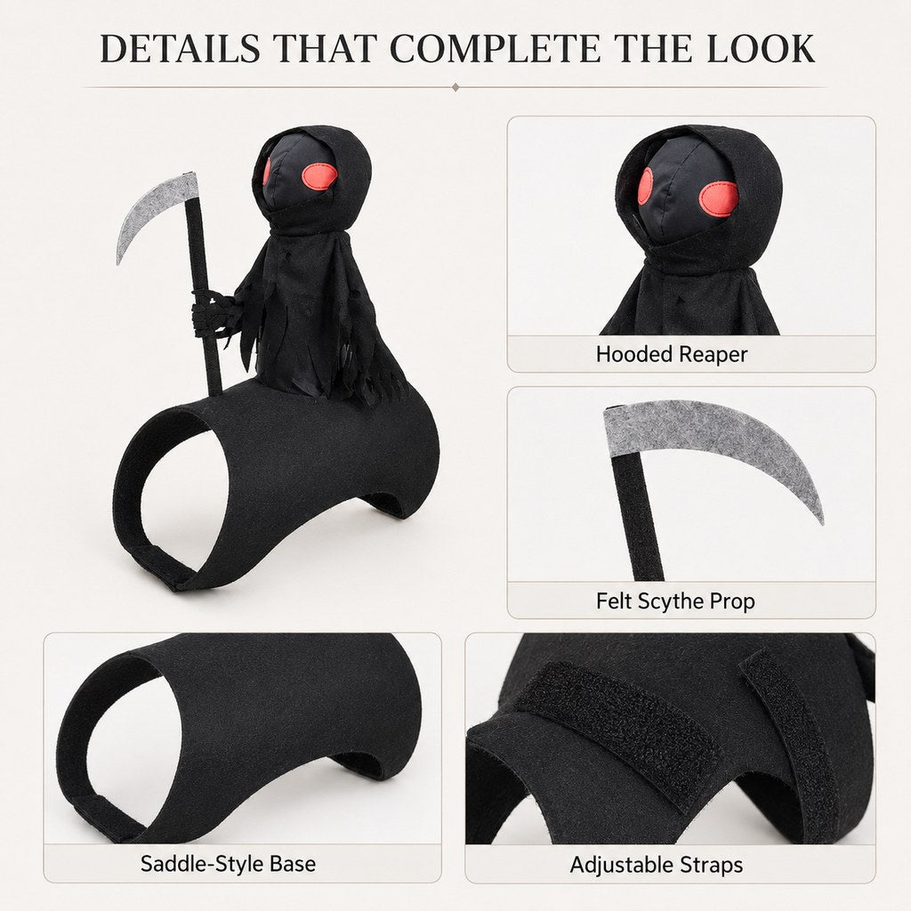 Paws in Awe Grim Reaper Rider Pet Costume – Adjustable 3D Halloween Outfit for Trick-or-Treat, Parties & Photos image 8