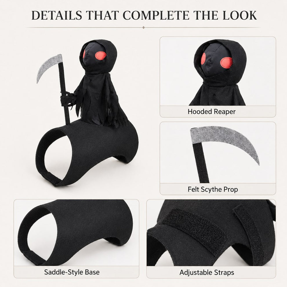 Paws in Awe Grim Reaper Rider Pet Costume – Adjustable 3D Halloween Outfit for Trick-or-Treat, Parties & Photos image 8