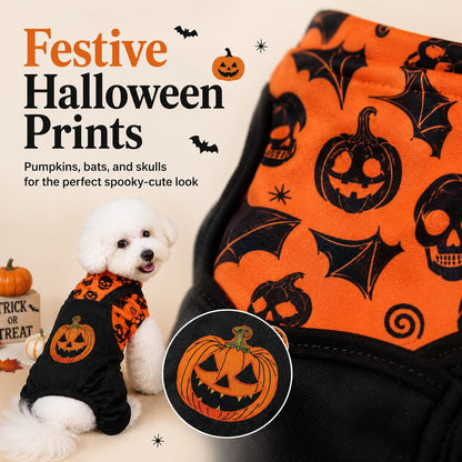 Paws in Awe Halloween Dog Jumpsuit for Parties & Photos - Soft Pumpkin Pet Costume image 6