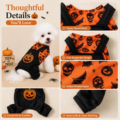 Paws in Awe Halloween Dog Jumpsuit for Parties & Photos - Soft Pumpkin Pet Costume image 8