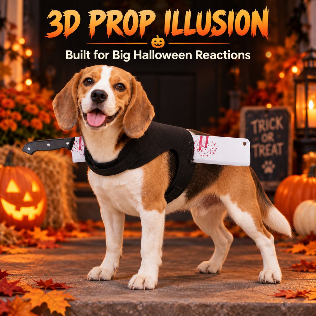3D cleaver prop dog costume harness illusion