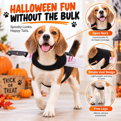 Easy-on open Halloween costume harness for dogs