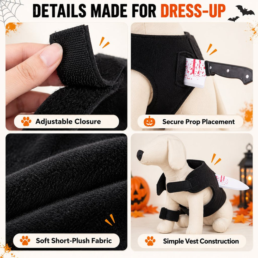 Halloween dog costume harness construction details