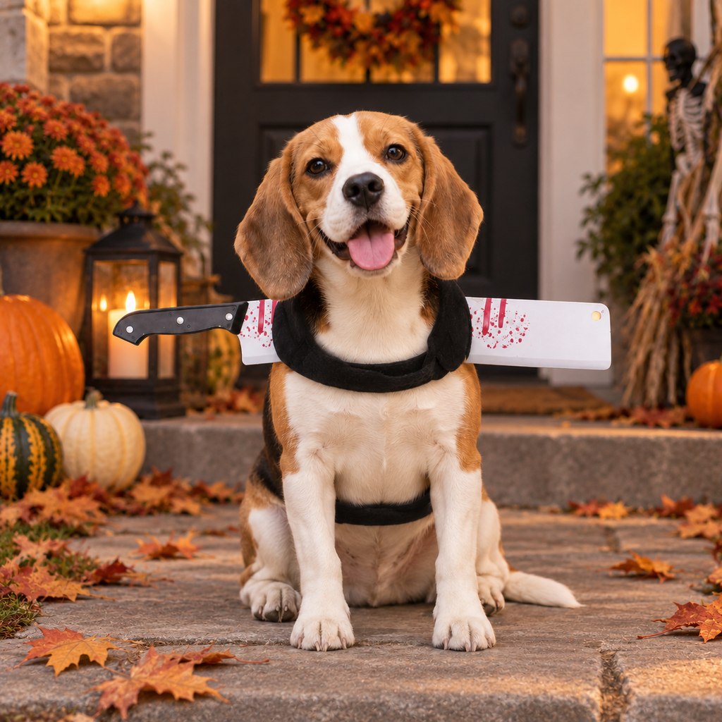 Cleaver style Halloween horror prop dog costume harness