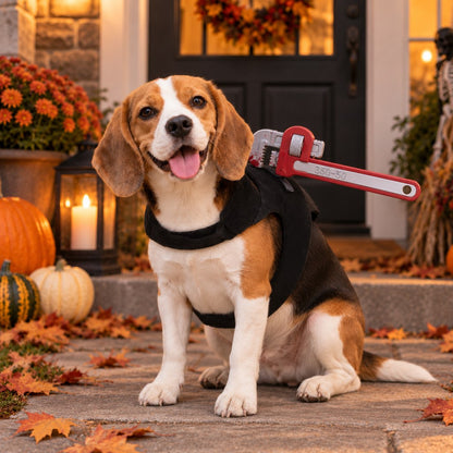 Pipe wrench Halloween dog costume harness