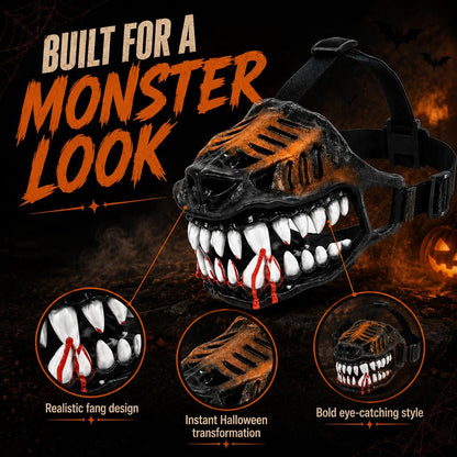 Paws in Awe Halloween Monster Dog Muzzle Costume - Adjustable Open-Nose Fang Mask for Parties, Photos & Spooky Walks image 6