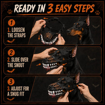 Paws in Awe Halloween Monster Dog Muzzle Costume - Adjustable Open-Nose Fang Mask for Parties, Photos & Spooky Walks image 8
