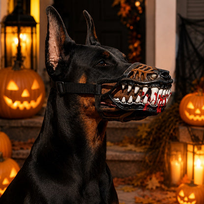 Paws in Awe Halloween Monster Dog Muzzle Costume - Adjustable Open-Nose Fang Mask for Parties, Photos & Spooky Walks image 1