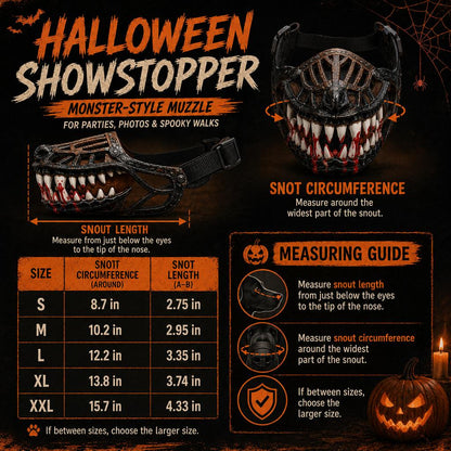 Paws in Awe Halloween Monster Dog Muzzle Costume - Adjustable Open-Nose Fang Mask for Parties, Photos & Spooky Walks image 10