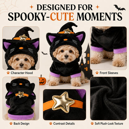 Halloween pet costume hoodie detail features