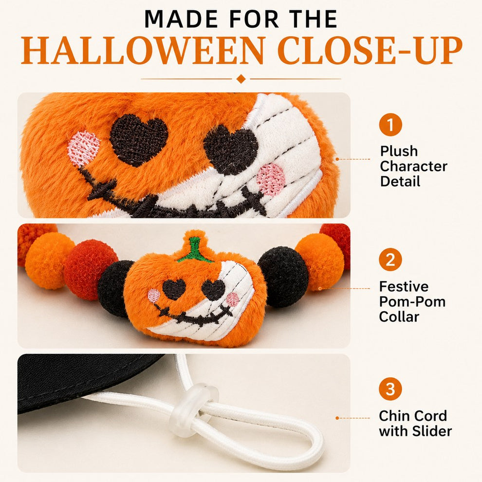 Halloween pet hat and pom-pom collar set image 6