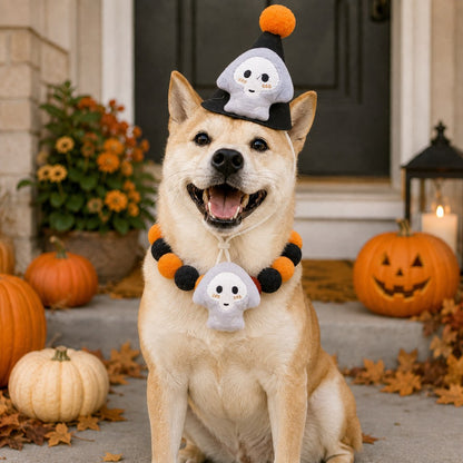 Halloween pet hat and pom-pom collar set image 10