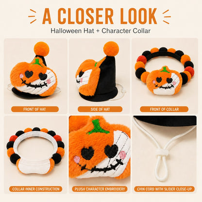 Halloween pet hat and pom-pom collar set image 14