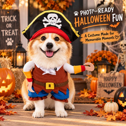 Halloween pirate dog costume full character view