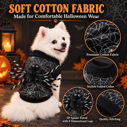 Cotton spider web Halloween dog costume details