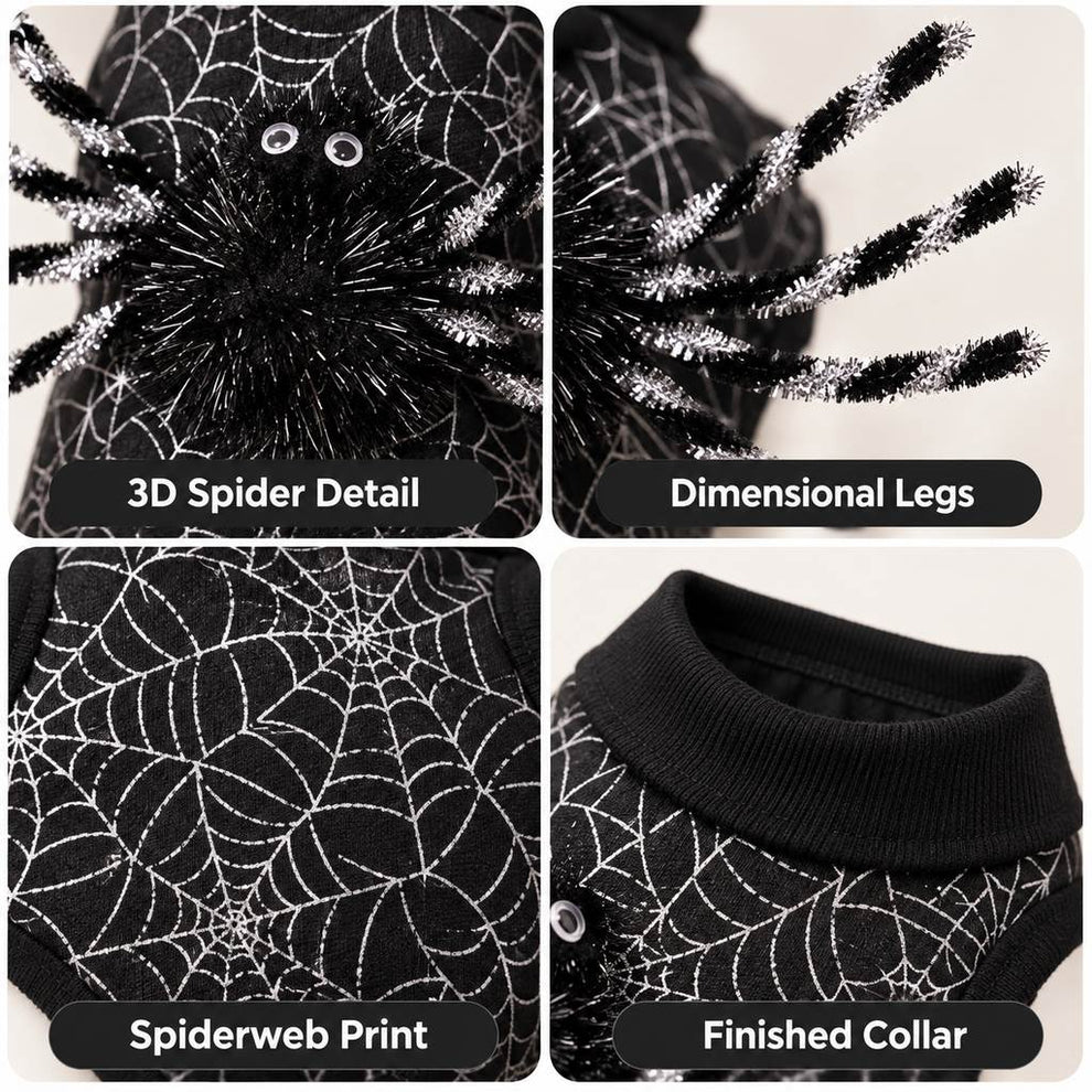 3D spider legs web print and collar details