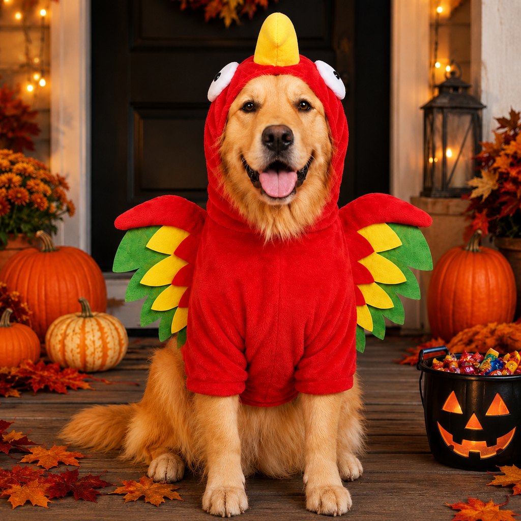 Paws in Awe Halloween Turkey Costume for Dogs & Cats - One-Piece Hooded Pet Outfit for Parties & Photos image 1