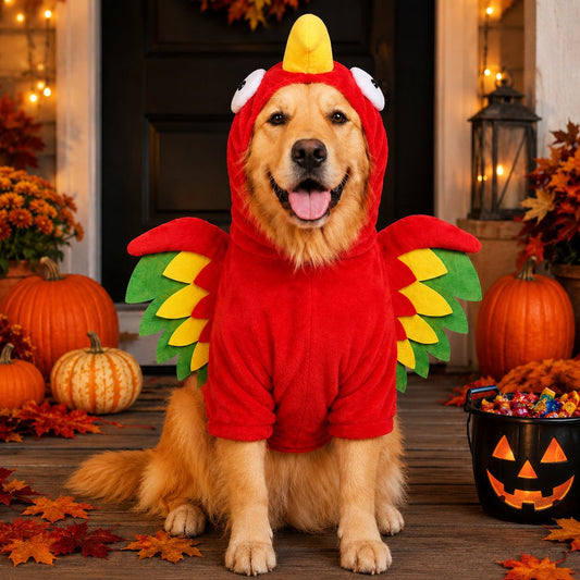 Paws in Awe Halloween Turkey Costume for Dogs & Cats - One-Piece Hooded Pet Outfit for Parties & Photos image 1