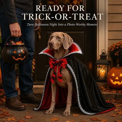 Halloween vampire dog cape ready for trick-or-treat