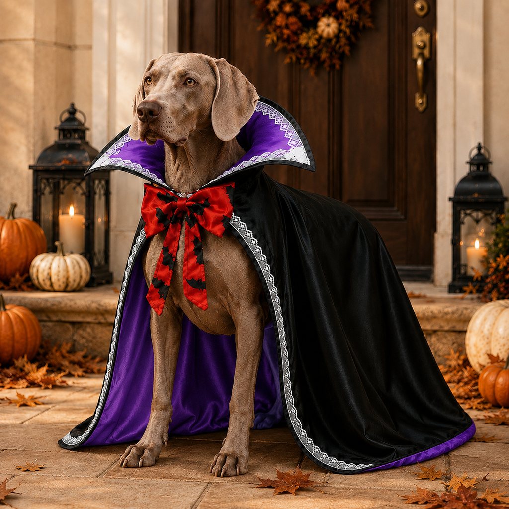 Royal Purple Halloween vampire dog cape SKU image