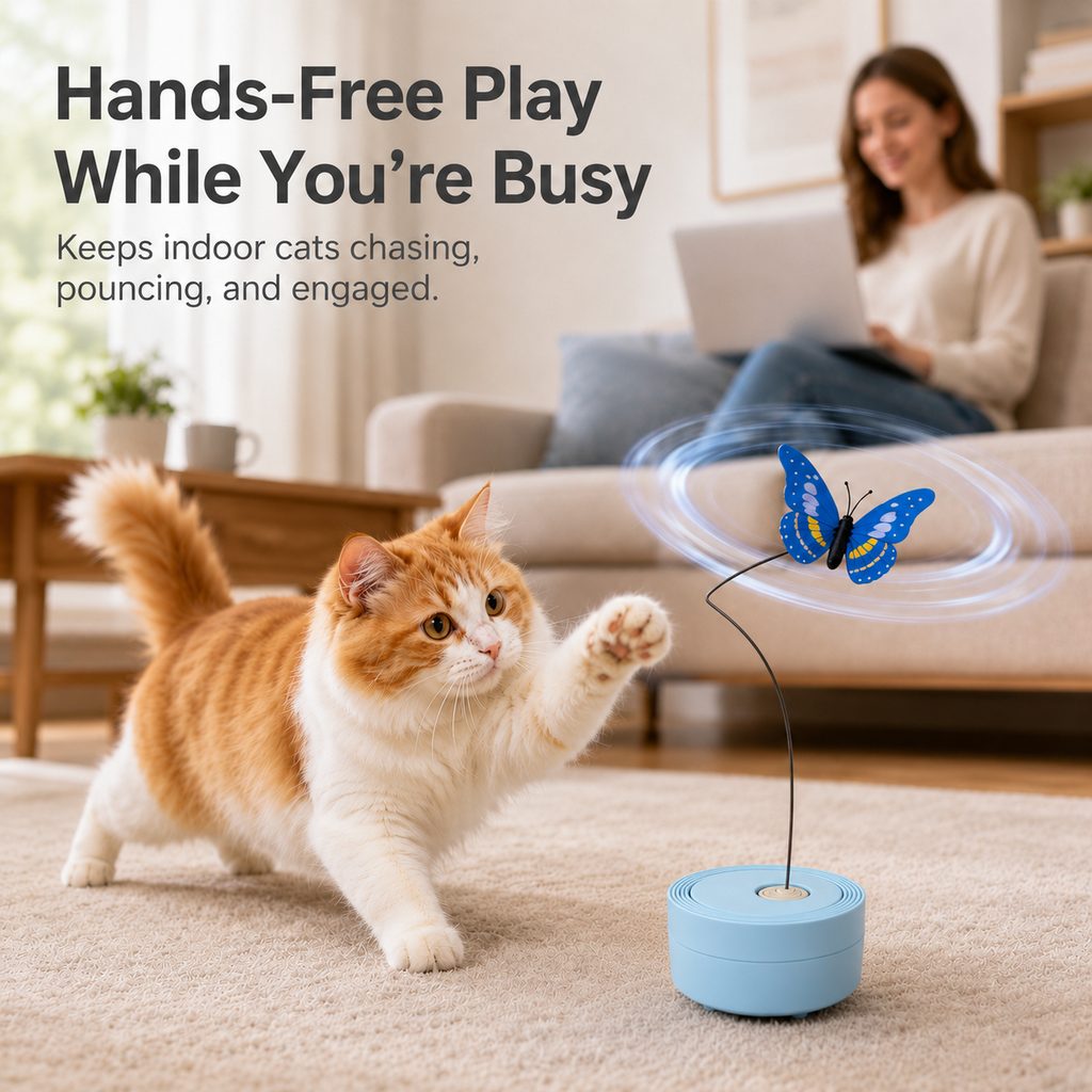 Hands-free automatic cat toy while you are busy