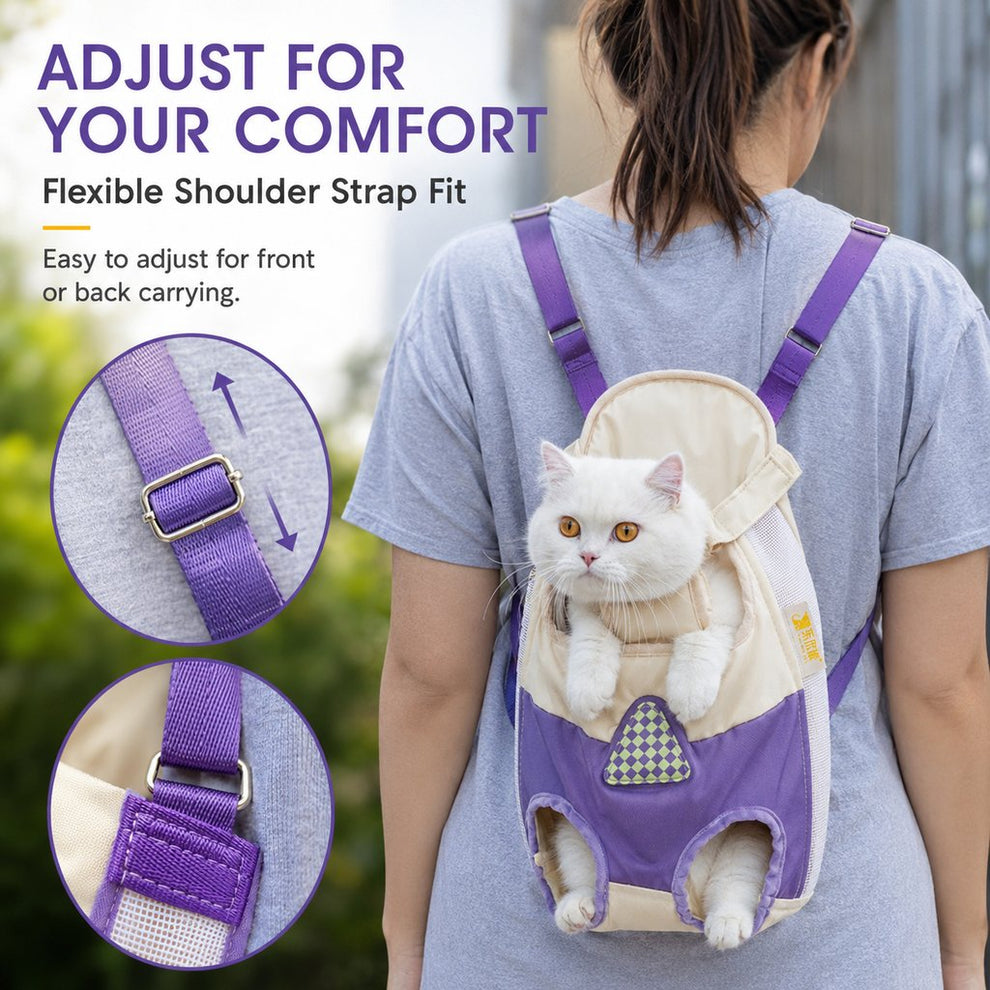 Paws in Awe Hands-Free Cat Carrier Backpack for Walks & Vet Visits - Breathable Front & Back Travel Bag image 4