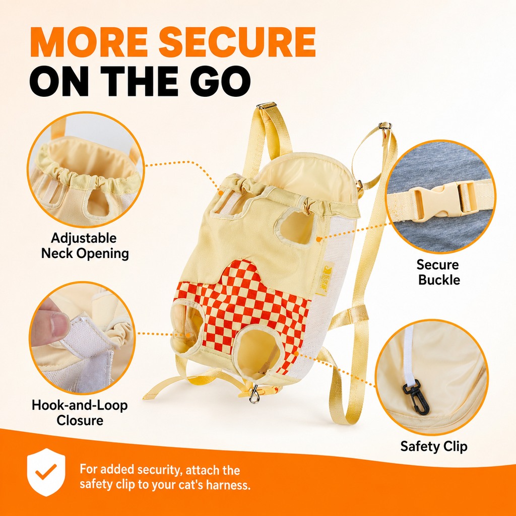 Paws in Awe Hands-Free Cat Carrier Backpack for Walks & Vet Visits - Breathable Front & Back Travel Bag image 10