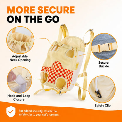 Paws in Awe Hands-Free Cat Carrier Backpack for Walks & Vet Visits - Breathable Front & Back Travel Bag image 10