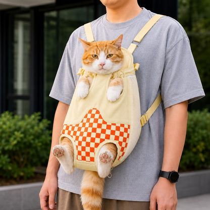 Paws in Awe Hands-Free Cat Carrier Backpack for Walks & Vet Visits - Breathable Front & Back Travel Bag image 1