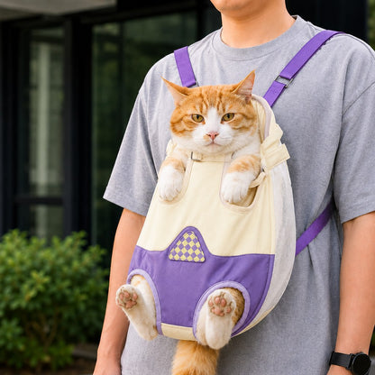 Paws in Awe Hands-Free Cat Carrier Backpack for Walks & Vet Visits - Breathable Front & Back Travel Bag image 12