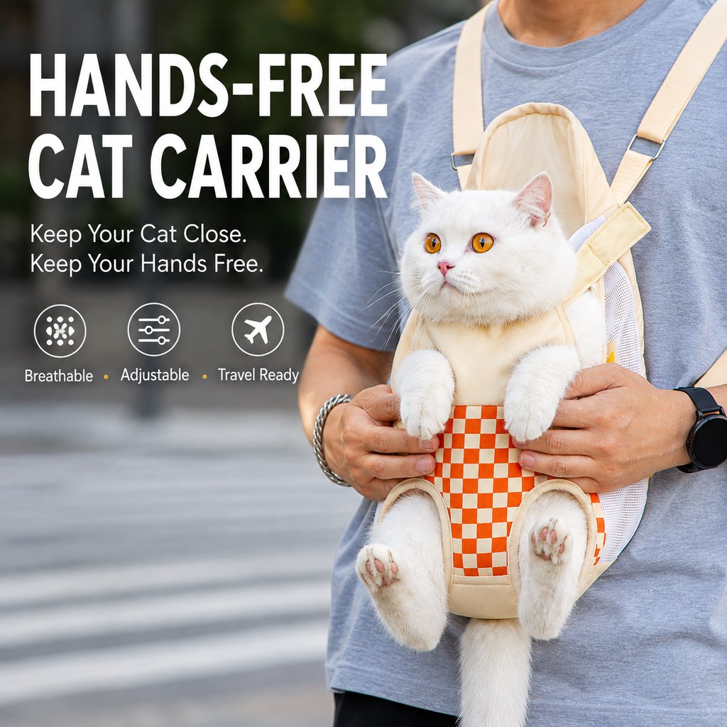 Paws in Awe Hands-Free Cat Carrier Backpack for Walks & Vet Visits - Breathable Front & Back Travel Bag image 6