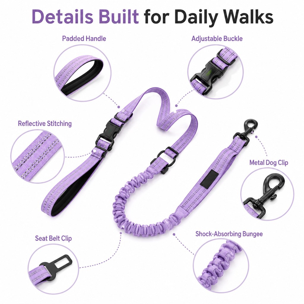 Paws in Awe Hands-Free Shock-Absorbing Dog Leash for Running, Walking & Car Travel - Bungee Leash Helps Reduce Pulling image 9